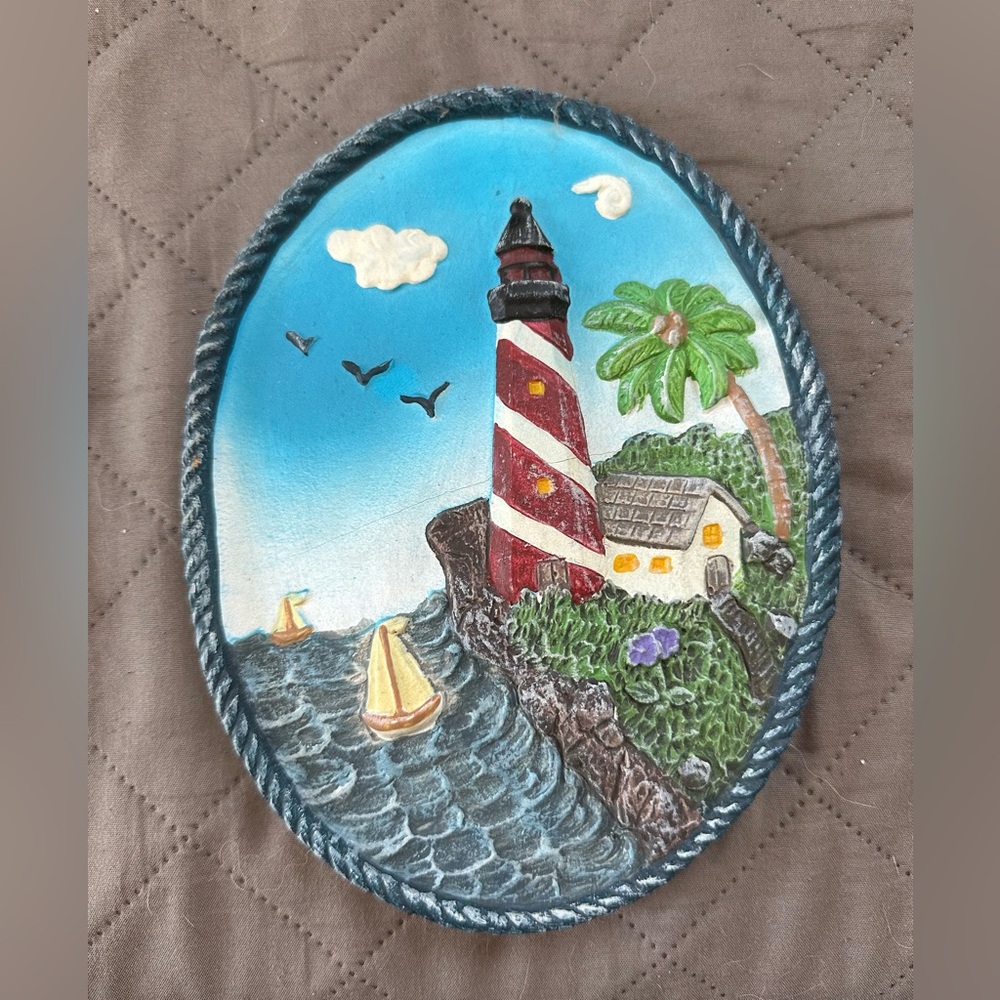 Oval Painted Light house - Ceramic Wall Decoration